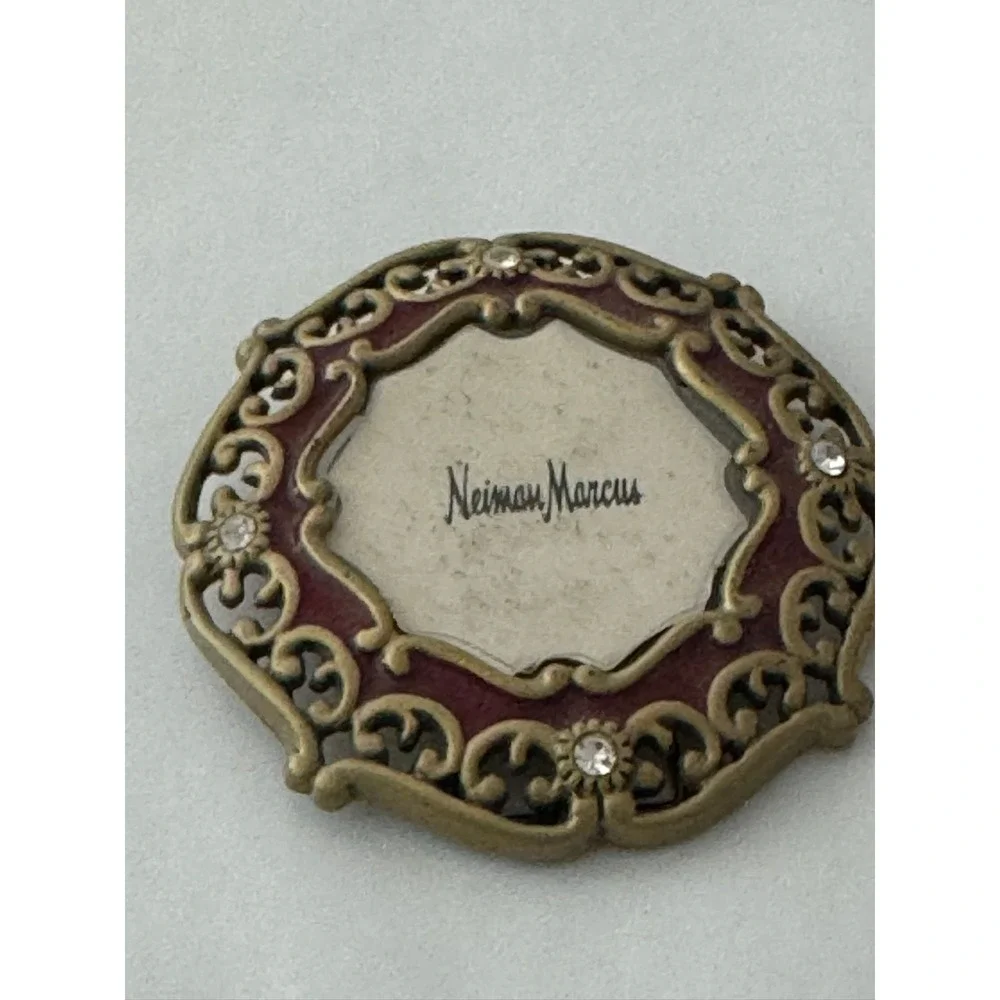 Neiman Marcus Jay Strongwater Mini Picture Frame Gold Burgundy Enamel Rhinestone